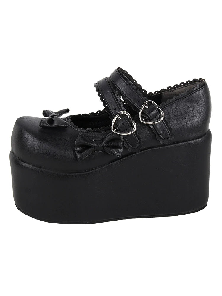 Angelic Imprint - Punk Lolita Shoes High Platform Shoes with Bow - image 5