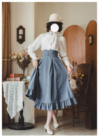 Classic Lolita A-Line Skirt, Button-Front Vest and White Blouse - image 15