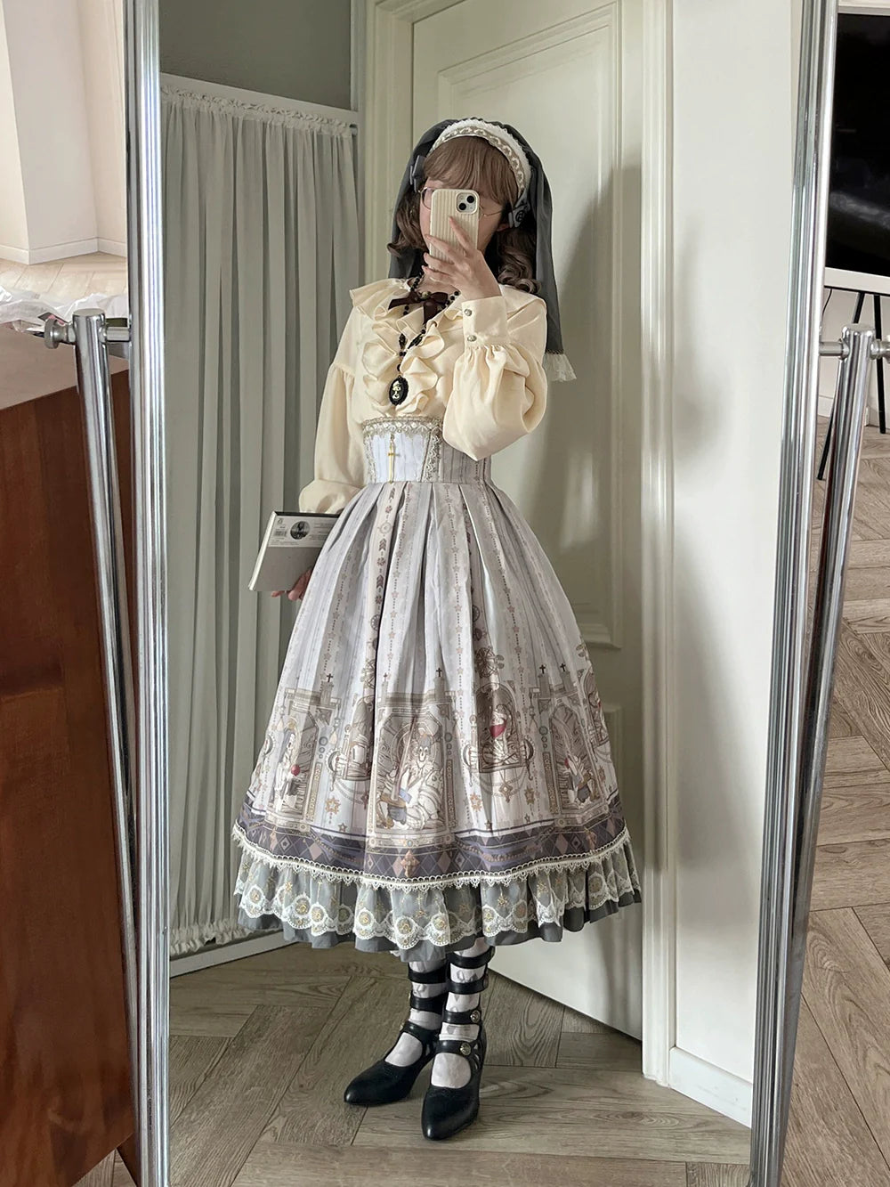 Demon Hunting Notes - Fishbone Gothic Lolita Skirt - image 21