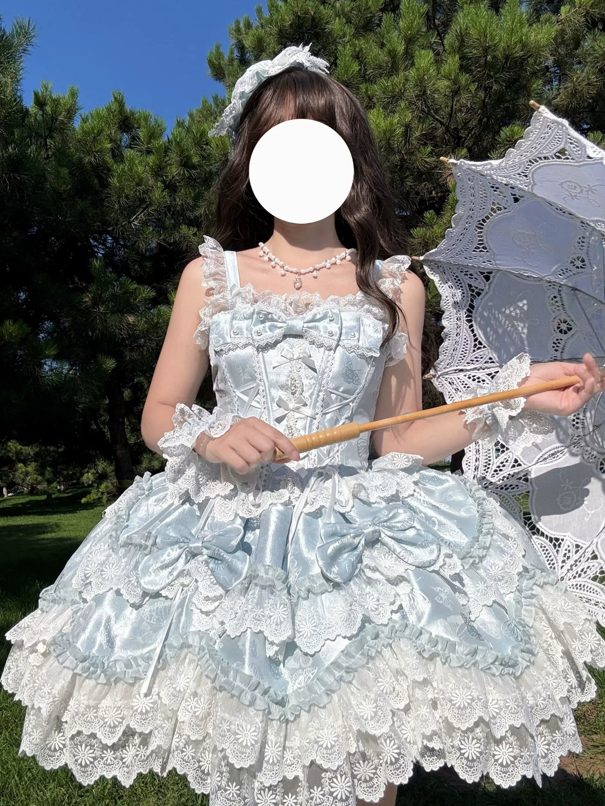 Realm of Sea Moon Sweet Lolita Jacquard JSK and Accessories - image 9