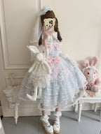 Spring Awakening - Sweet Lolita JSK and Princess-Sleeved Shirt with Lace Detail and Accessories - image 9