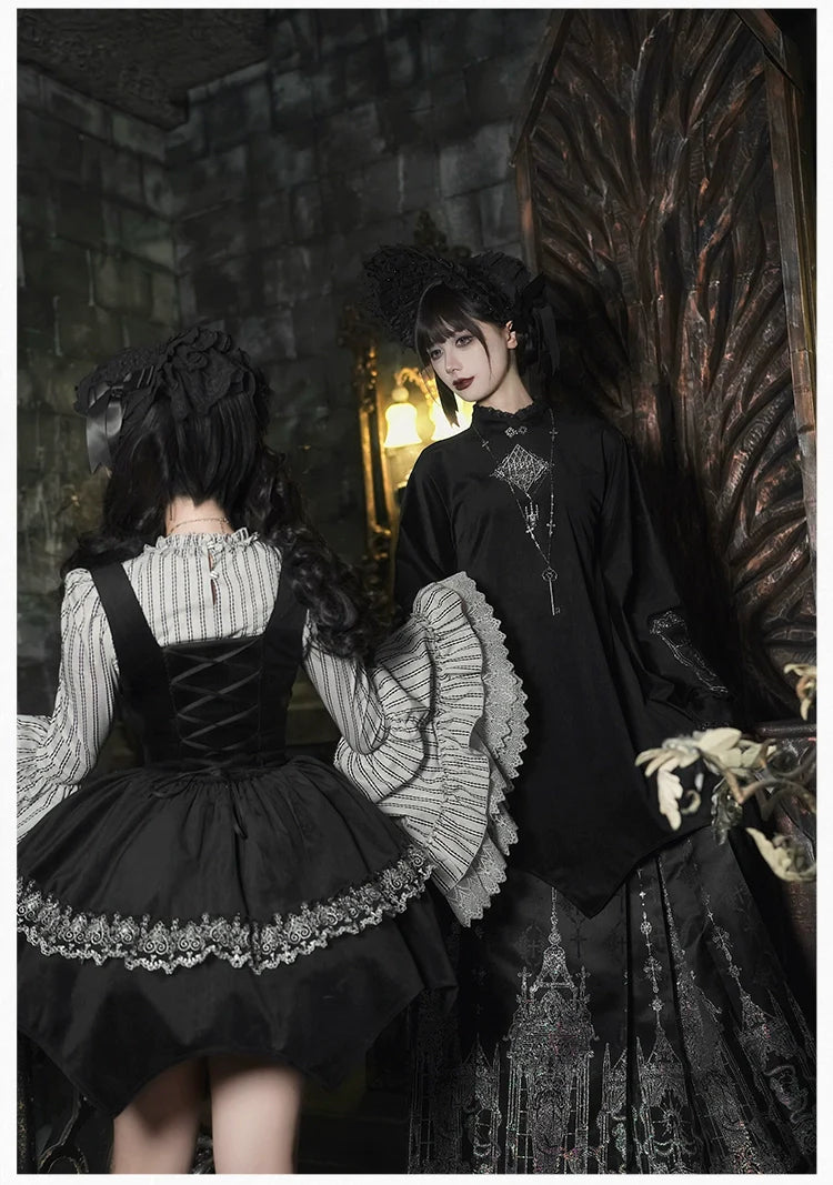 Raven's Night Song Oriental Gothic Lolita Dress Set - image 29