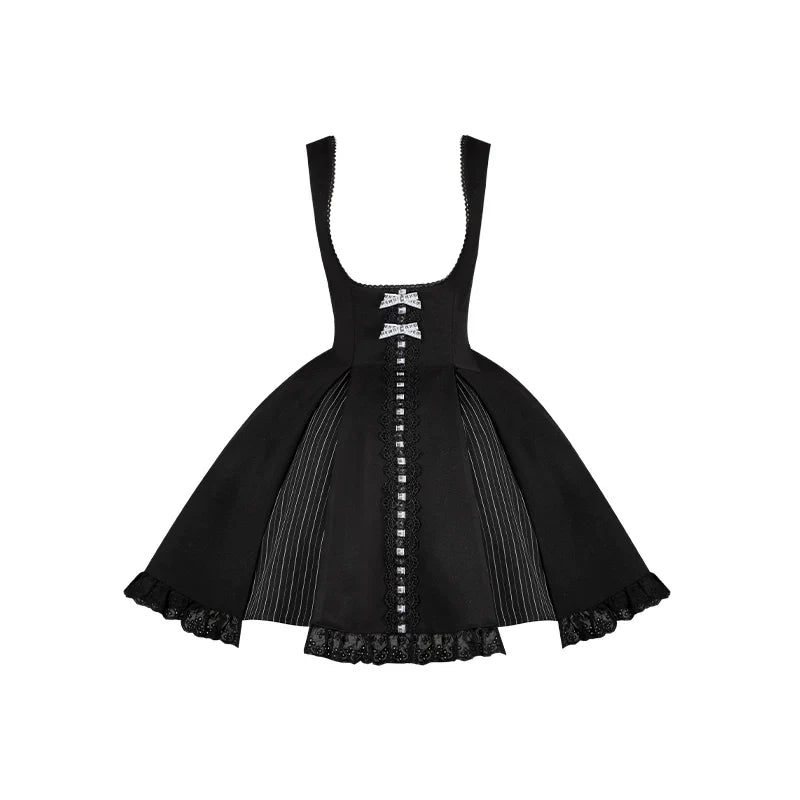 Monochrome Sonata - Classic Lolita Bust-supporting JSK Set, Piano Inspired - image 31