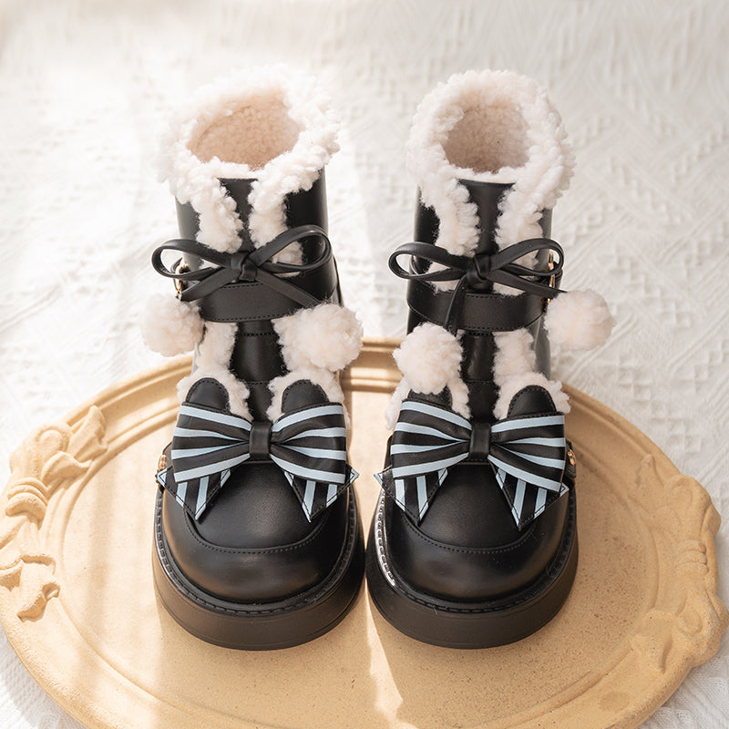 Milk Bear - Winter Lolita Shoes Thick Sole Fleece Snow Boots - image 16