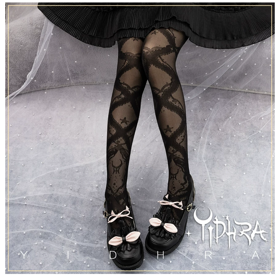 Stretchy Lolita Summer Lace Ribbon Printed Pantyhose - image 2