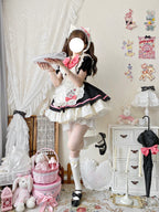 Cat Cafe - Maid Lolita OP dress with Detachable Bow and Apron - image 8