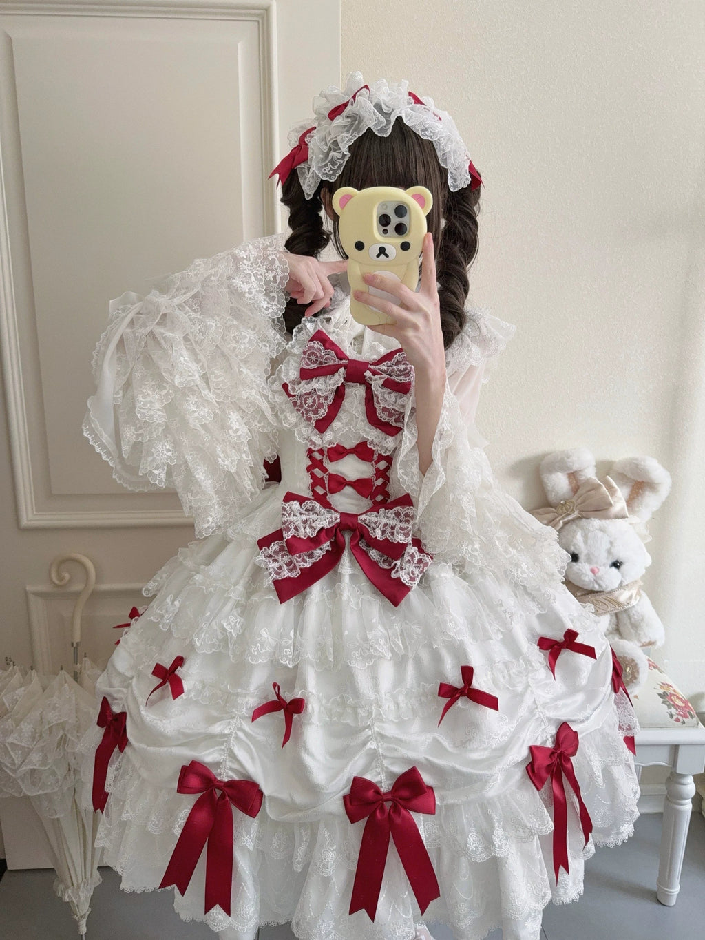 Satin Gift Box - Sweet Lolita JSK Dress, Bows and Layered Lace - image 17