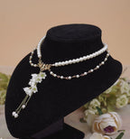 Lily Miss - Elegant Lolita Pearl Necklace and Earrings Set - image 6