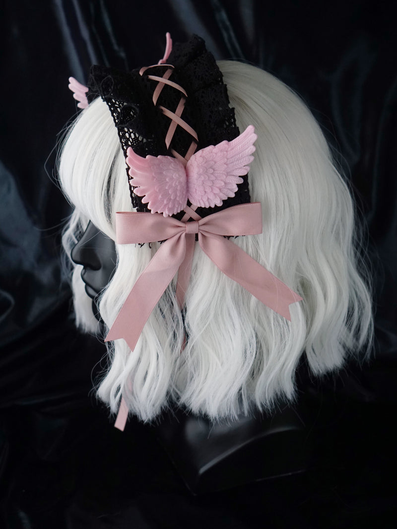Black Wings Halloween Goth Lolita Hairband - image 25