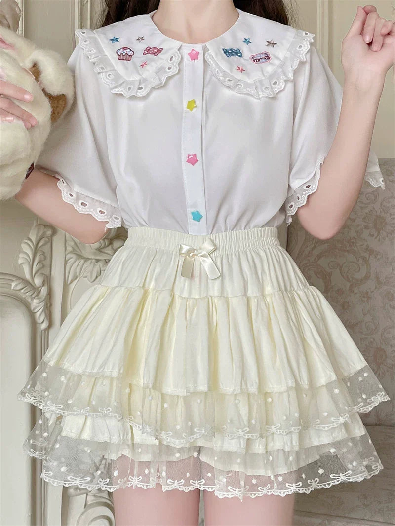 Sweet Lolita Cotton Bloomers, Lace Polka Dot Hem - image 11