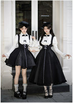 Monochrome Sonata - Classic Lolita Bust-supporting JSK Set, Piano Inspired - image 9