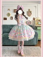 Macaron - Printed Sweet Lolita OP Dress and Old School JSK - image 12