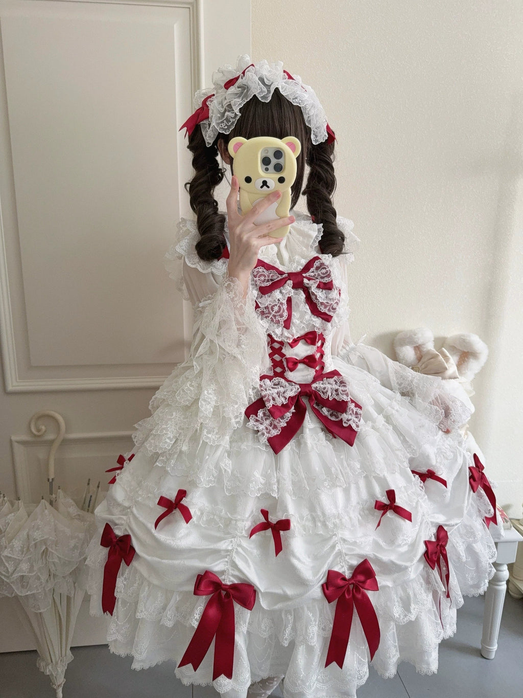Satin Gift Box - Sweet Lolita JSK Dress, Bows and Layered Lace - image 18