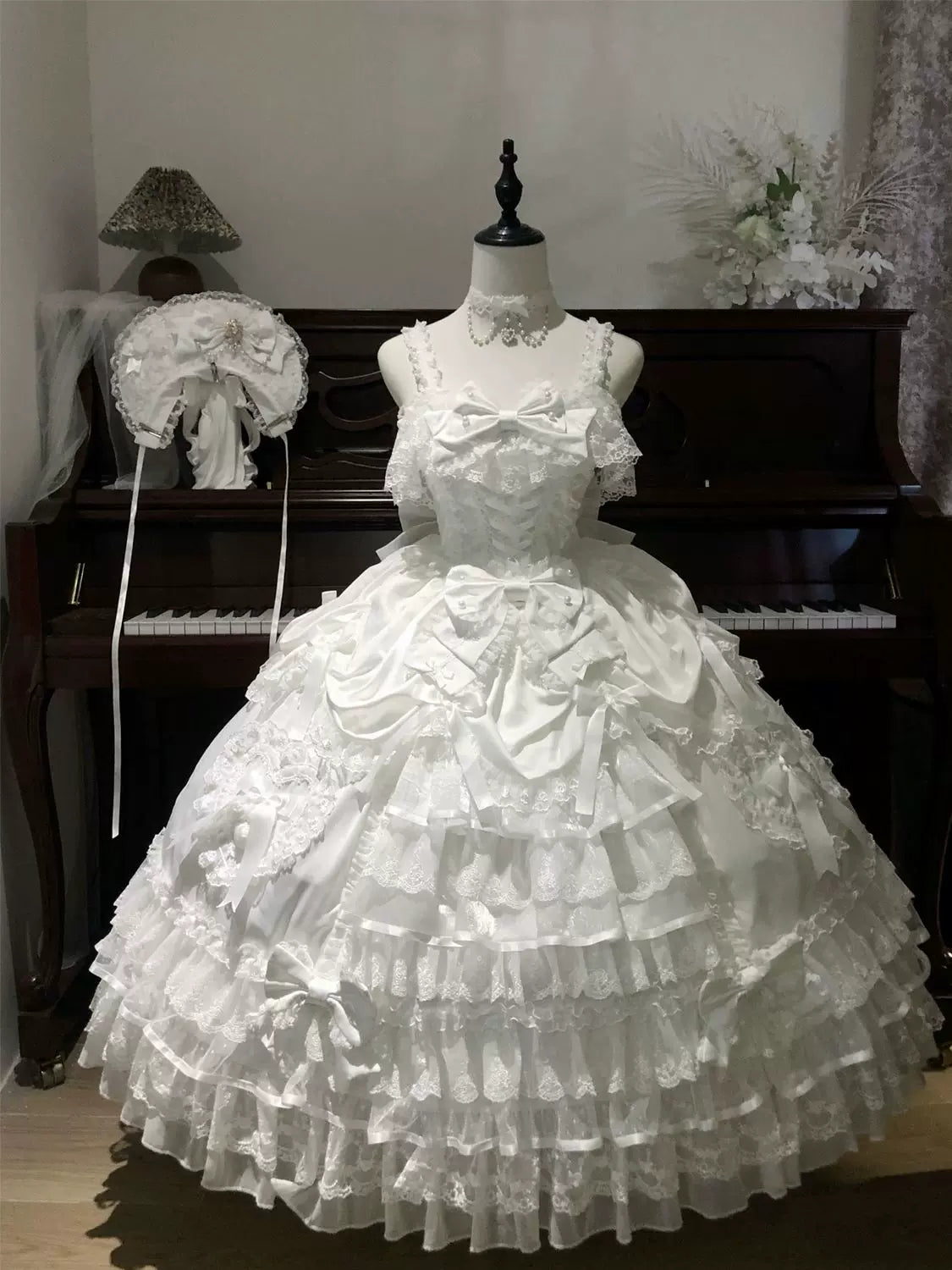 Drapery Poem - Sweet Wedding Lolita JSK Dress, Long Tiered Skirt - image 8