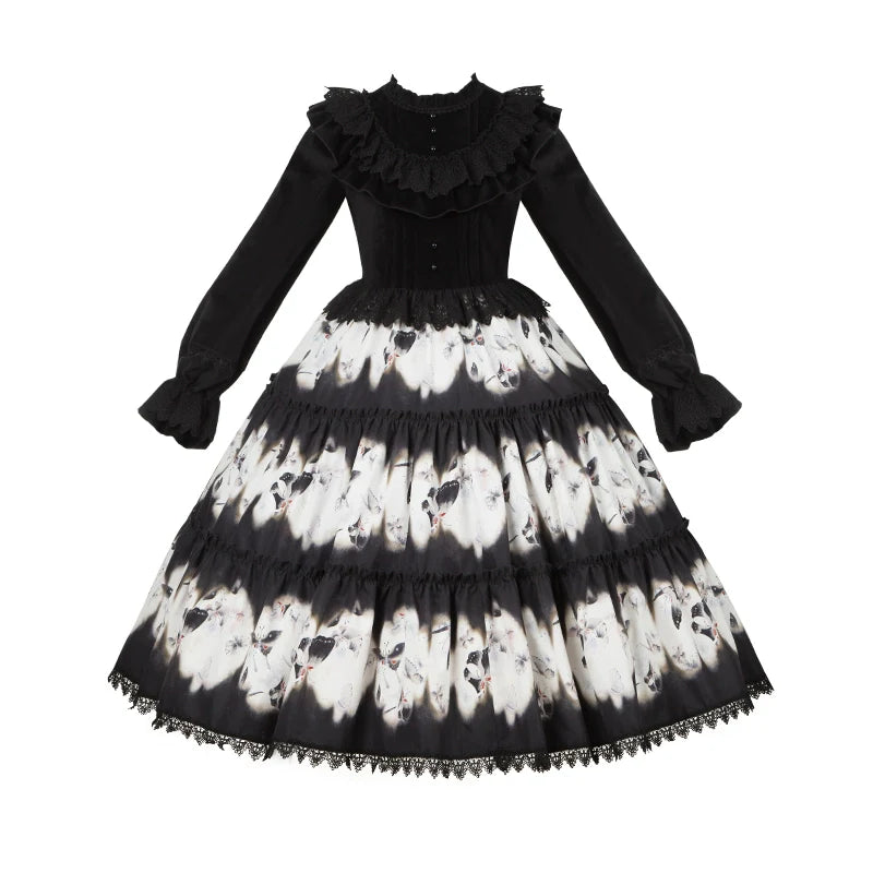 Dead Leaf Butterfly Gothic Lolita JSK and OP Dress Set - image 33