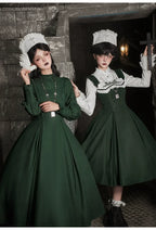 Abyss Clinic - Gothic Lolita Green Dress Set, Embroidery Accent - image 20