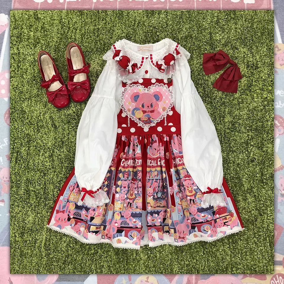 Sweetheart Doll Machine - Sweet Lolita Printed Salopette - image 5
