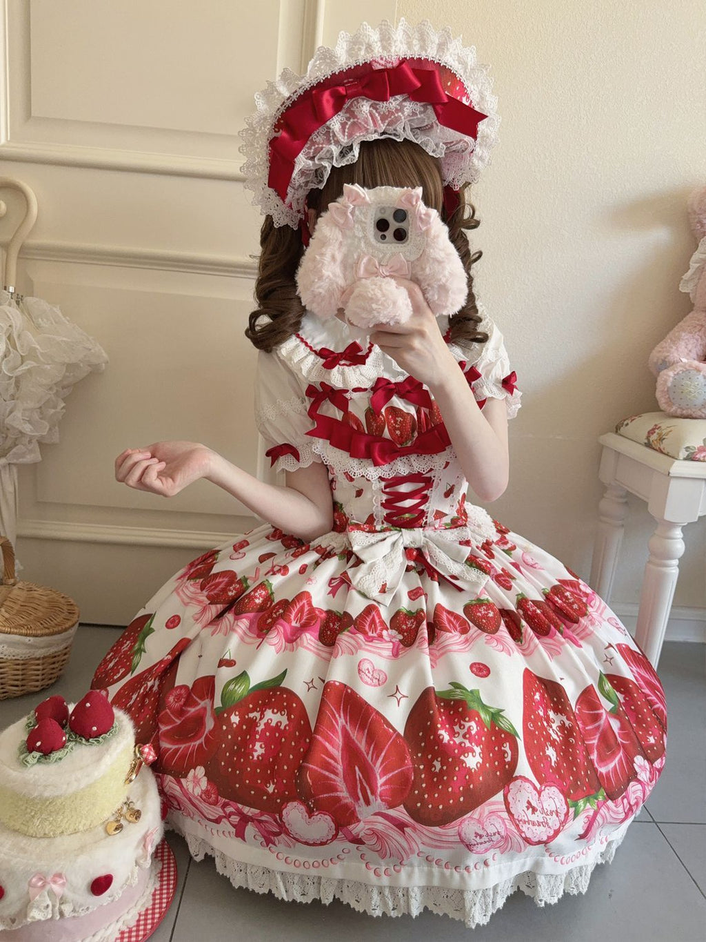 Strawberry Tale Sweet Lolita Strawberry Print JSK - image 2