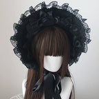 Gothic Lolita Handmade Bonnet with Bows and Beads - image 5