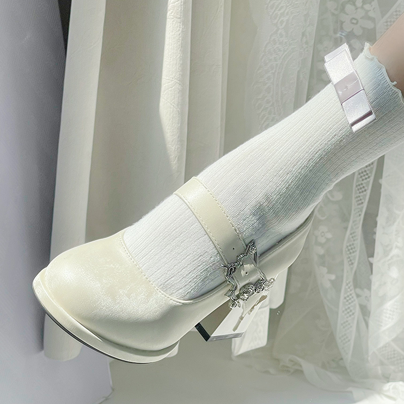 Wanxiang Cycle - Elegant Lolita Heels with Embossed Rose - image 15