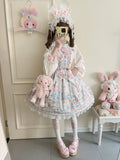 Sweet Tea Party - Kawaii Lolita JSK Puppy Printed Dress with Sash - image 2