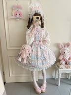 Sweet Tea Party - Kawaii Lolita JSK Puppy Printed Dress with Sash - image 2