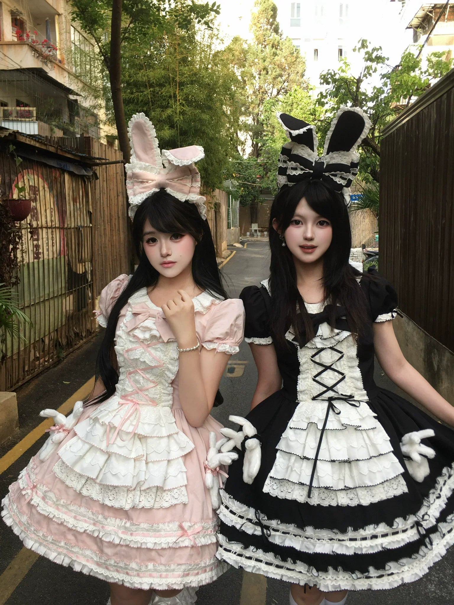 Coco Bunny - Cotton Old School Lolita OP Dress, Bunny Decoration and Accessories - image 1