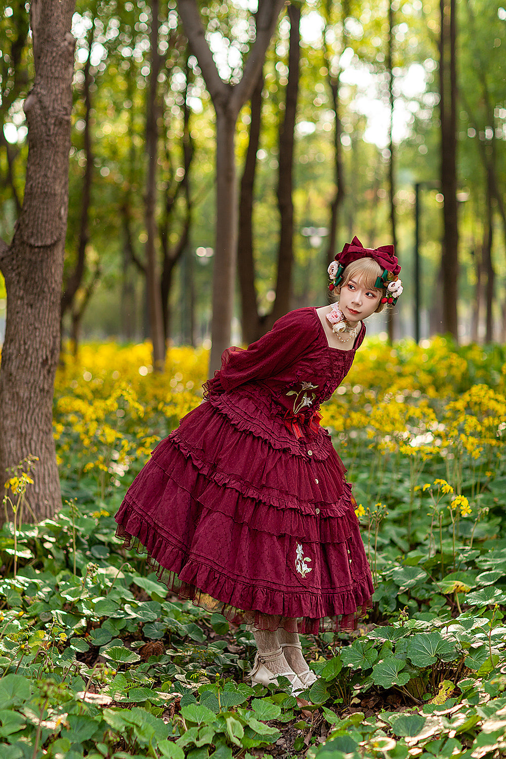 Melaleuca Lily - Embroidery Country Lolita Blouse and Skirt and Accessories - image 20