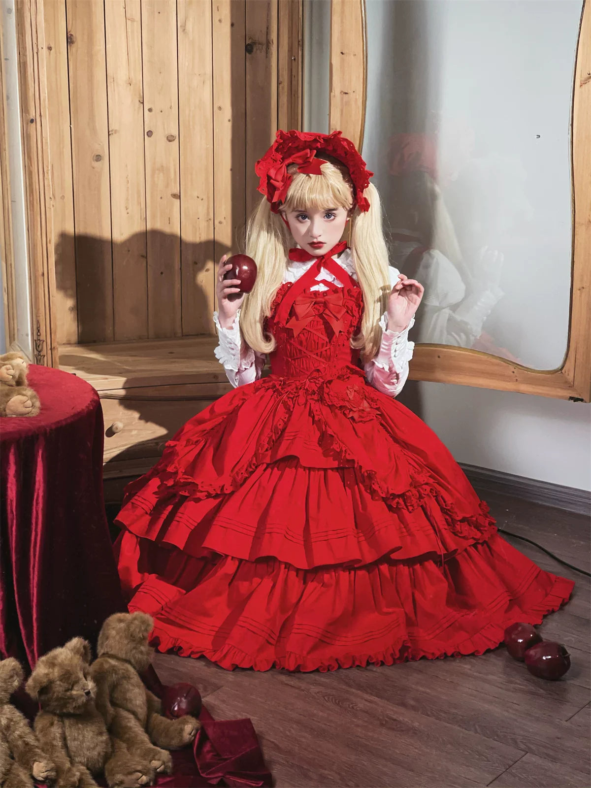 Cotton Gothic Lolita Long JSK, Drawn-up Hem - image 23
