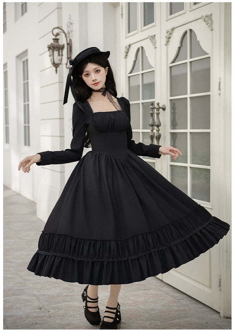 Audrey's Reply - Classic Lolita Square Neck OP, Detachable Embroidered Collar and Accessories - image 6