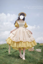 Belle - Yellow Lolita OP Dress Set with Apron - image 2