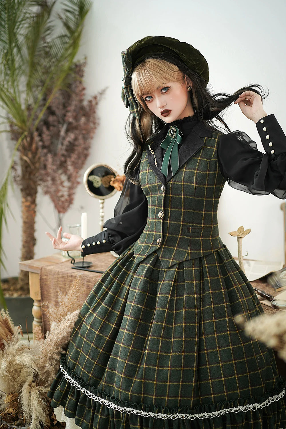 Rose - Elegant Lolita Fishbone Grid Skirt Customized - image 65