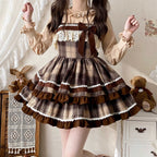 Caramel Cocoa - Sweet Lolita JSK Plaid Design Autumn and Winter Dress - image 8