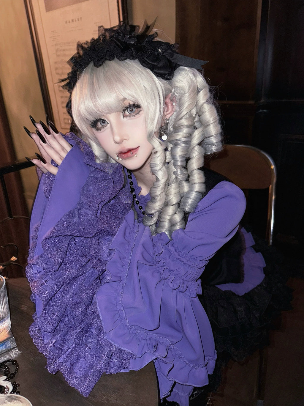 Gothic Lolita Blouse, Lace Hime-sleeve - image 9