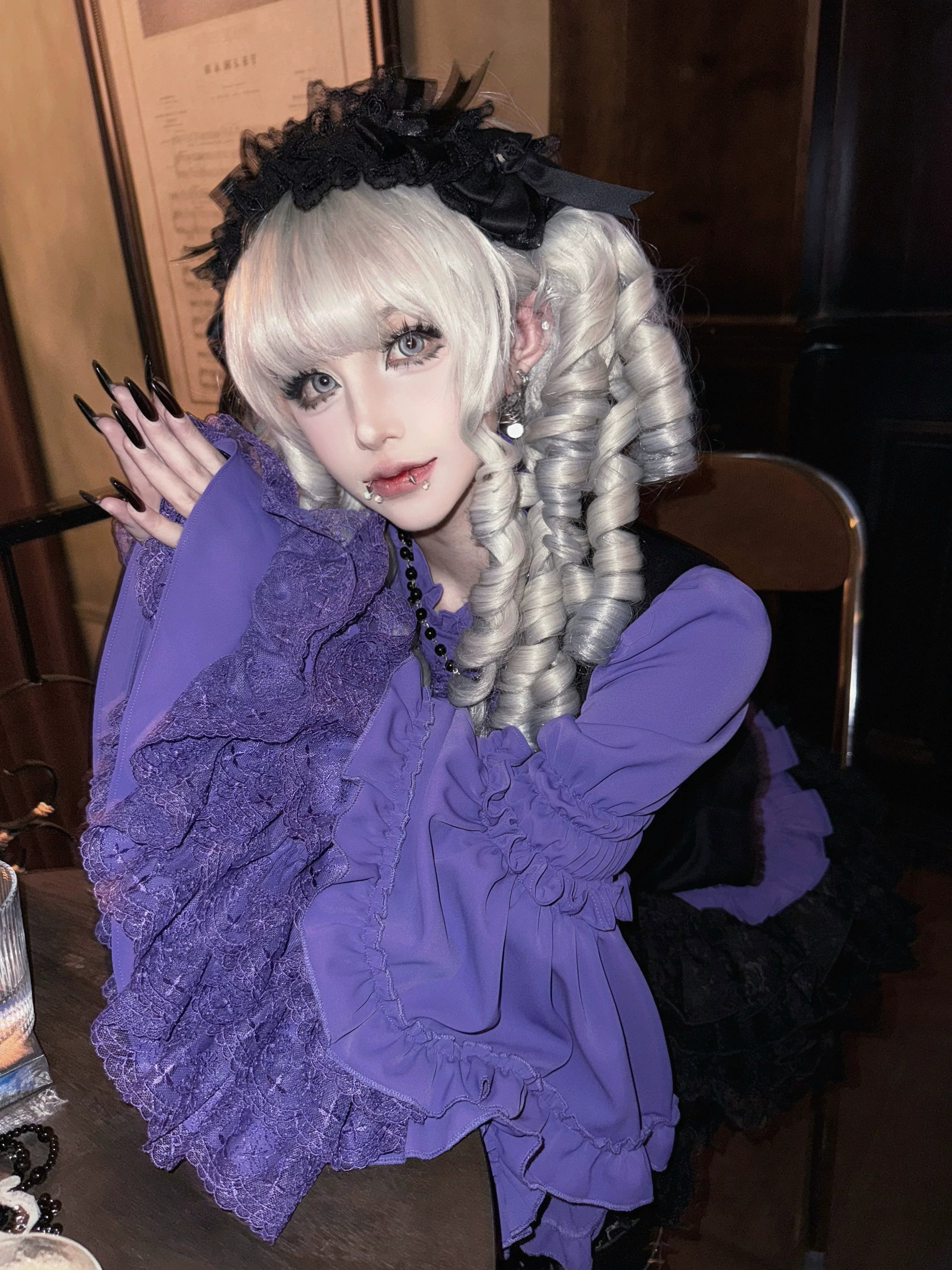 Gothic Lolita Blouse, Lace Hime-sleeve - image 9