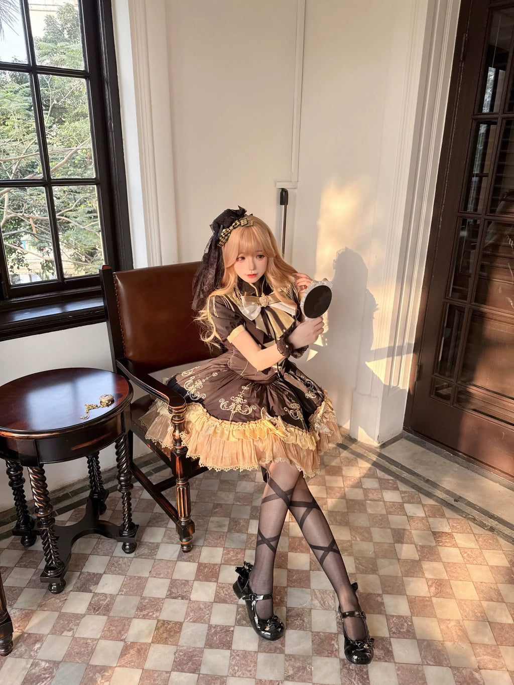Glitter Oath - Military Lolita OP Dress with Detachable Split Tail Cloak - image 15