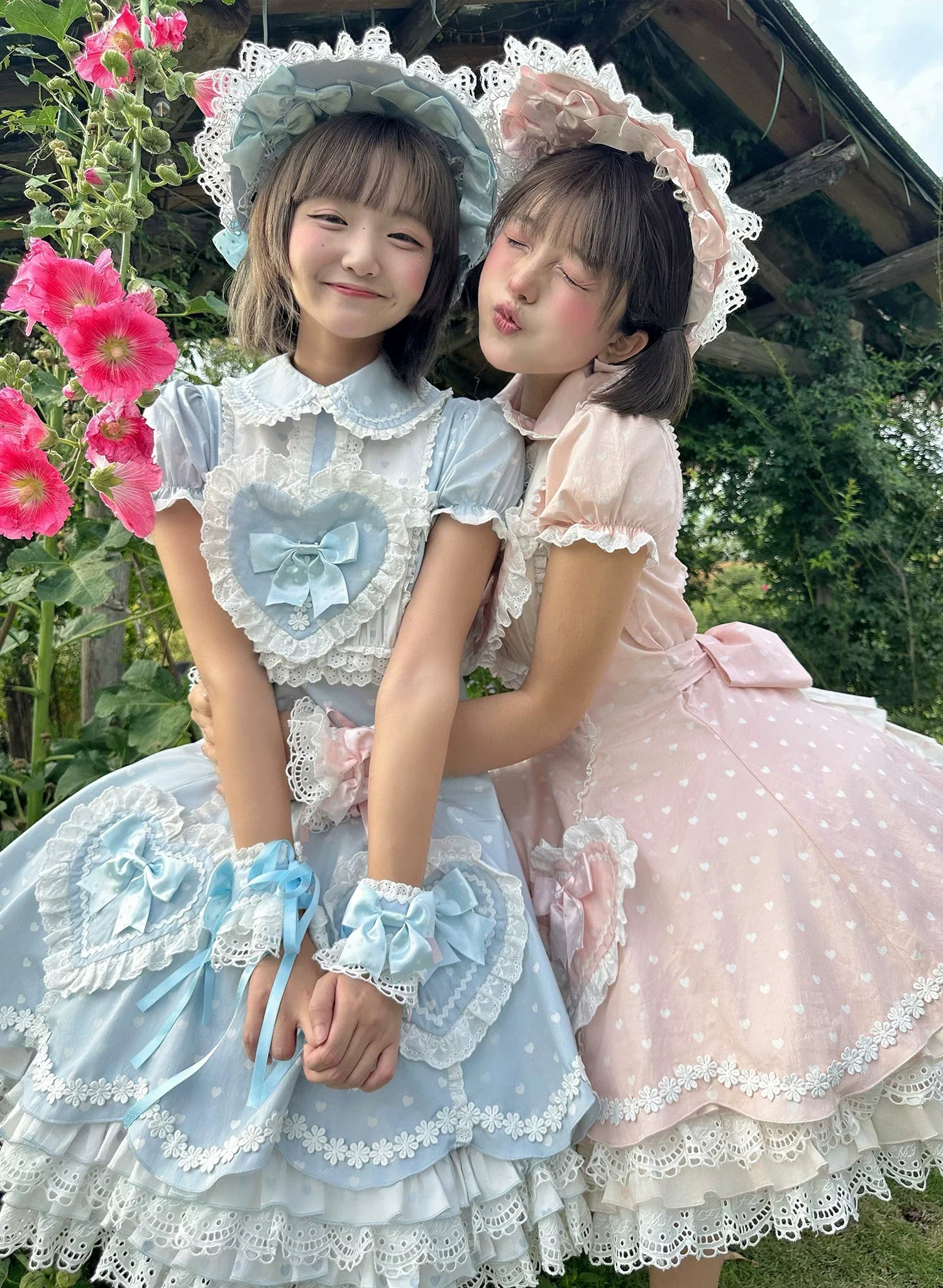 Maiden's Heart Knot - Cotton Old School Lolita Dress, Heart Polka Dot - image 6