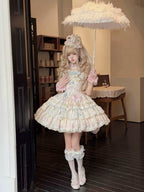 Cloud Whale Dream - Sweet Lolita Corset JSK Dress, Tiered Hem & Bows - image 10