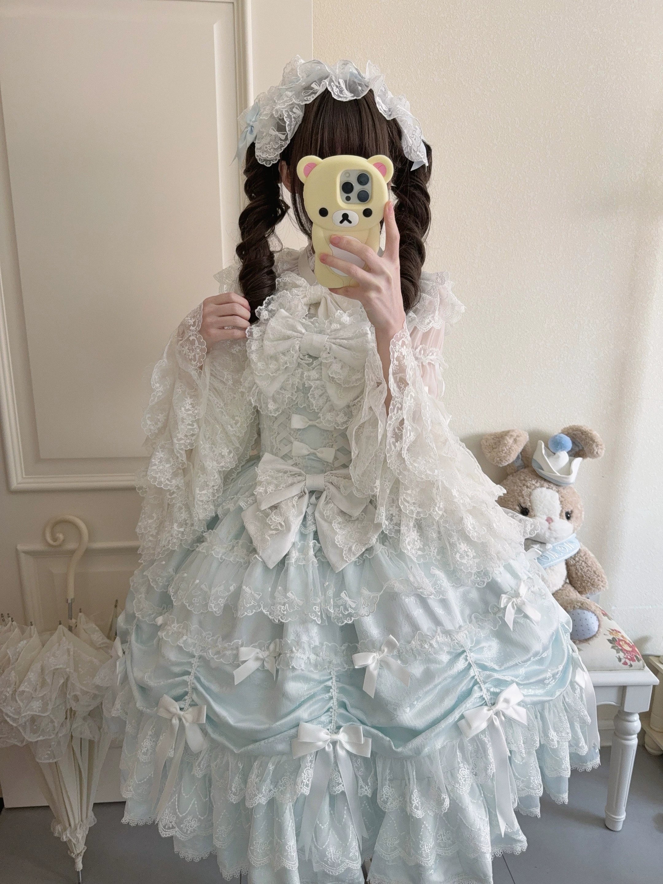 Satin Gift Box - Sweet Lolita JSK Dress, Bows and Layered Lace - image 21