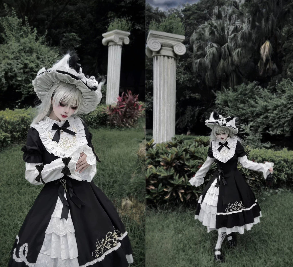 Sewing Magic Cat - Classic Lolita Six-Panel OP Dress with Embroidery and Accessories - image 20