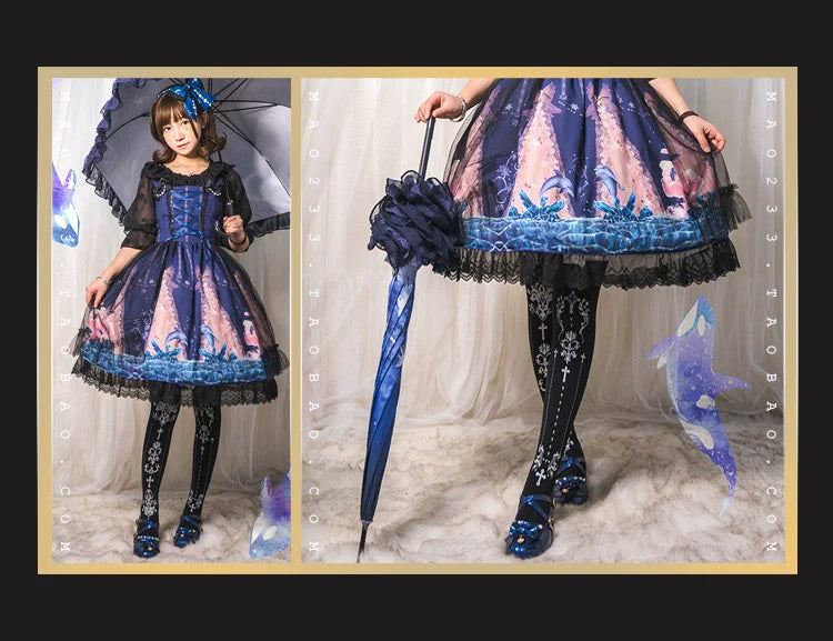 Elegant Lolita Gold Foil Printed Tights - image 30