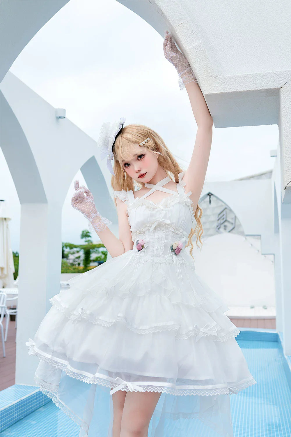 Ballet Maiden - Classic Lolita Four-tiered Hem JSK Dress with Rose Details - image 13