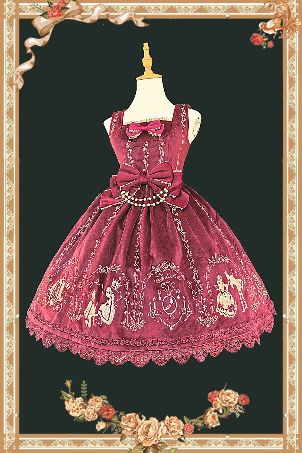 Cinderella Velvet Classic Lolita JSK Dress with Princess Embroidery - image 1