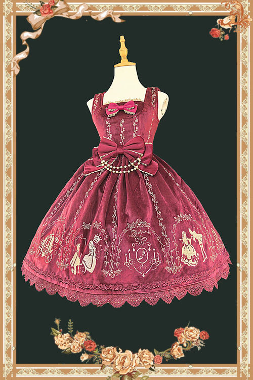 Cinderella Velvet Classic Lolita JSK Dress with Princess Embroidery - image 1