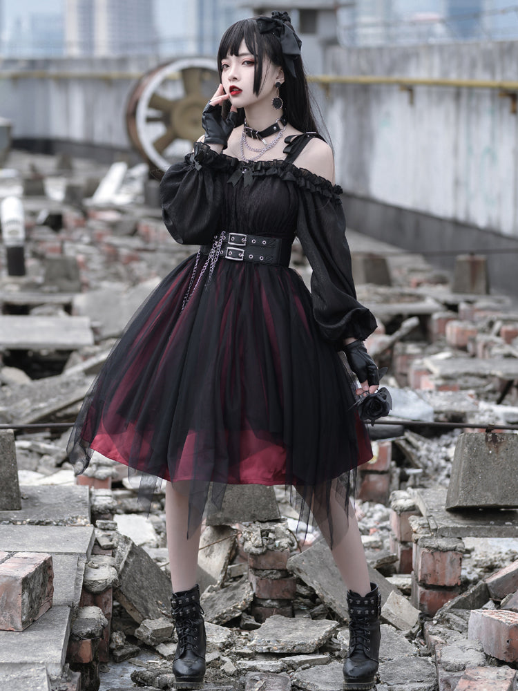 Gothic Lolita High Waist Black Dress - image 6