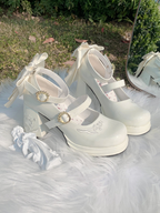 Dreamlike Lily of the Valley - Classic Lolita Platform Shoes with Back Large Bow - image 8