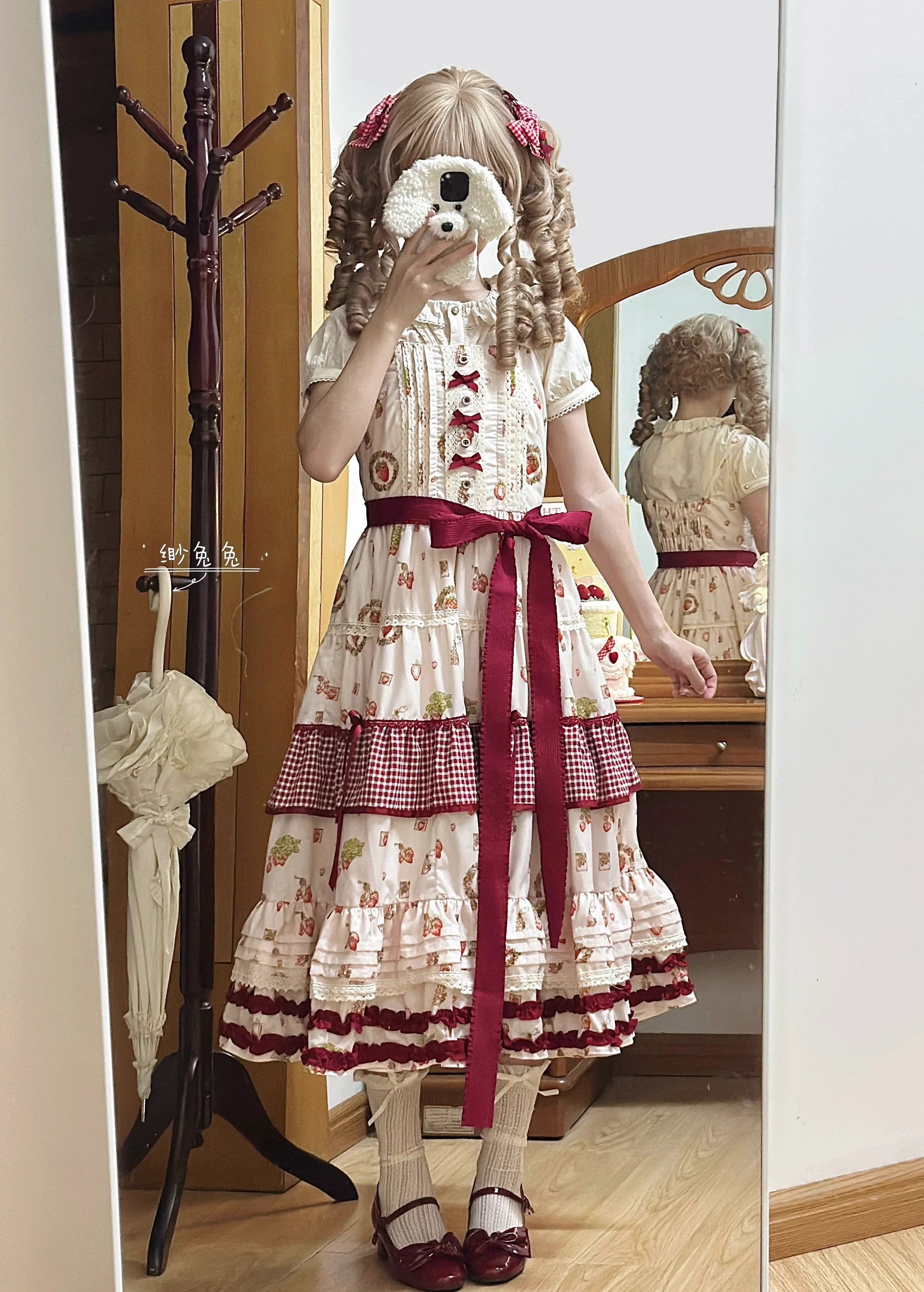 Skyfaring Strawberry - Printed Classic Lolita JSK Dress, Tired Hem - image 11
