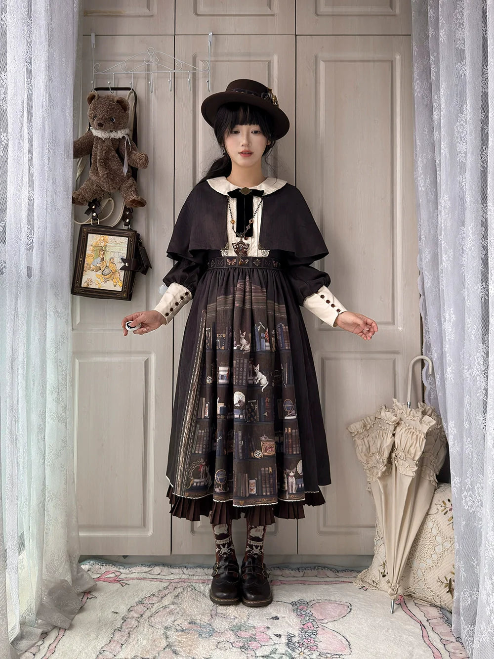 German Bookshelf - Classic Lolita OP Dress & Detachble Cape - image 42