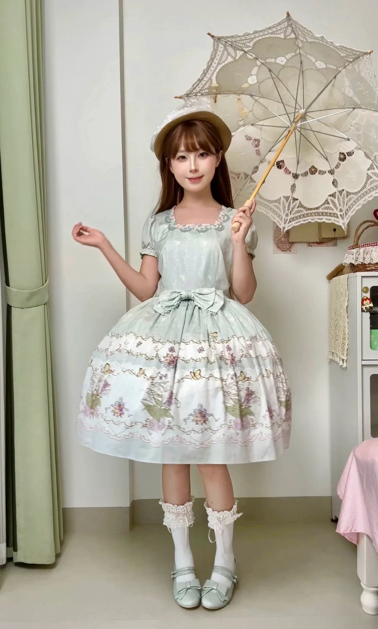 Jenny Flower - Cotton Old School Lolita Floral OP Dress - image 21