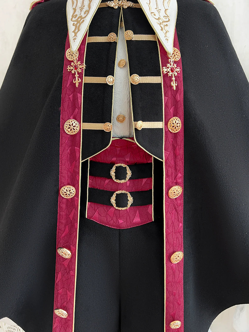 Vampire Youth - Ouji Lolita Bat Shaped Cape Set, Gold Embroidery & Red Accents - image 14